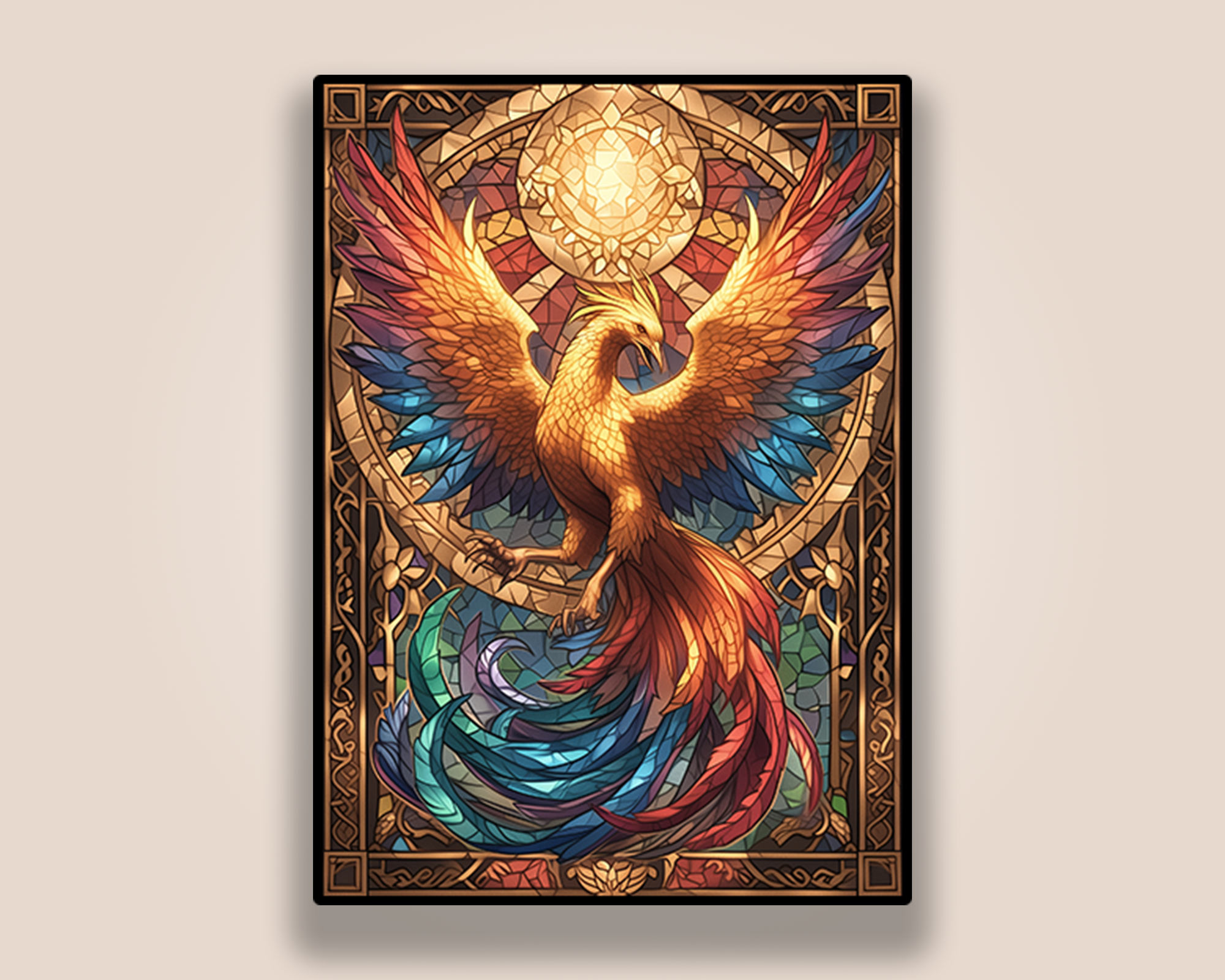 Lorcana Sleeves: Stained Phoenix 100 Top Quality Card Sleeves! Foil/Gloss Protected Your Cards, No Logos - RerollBase