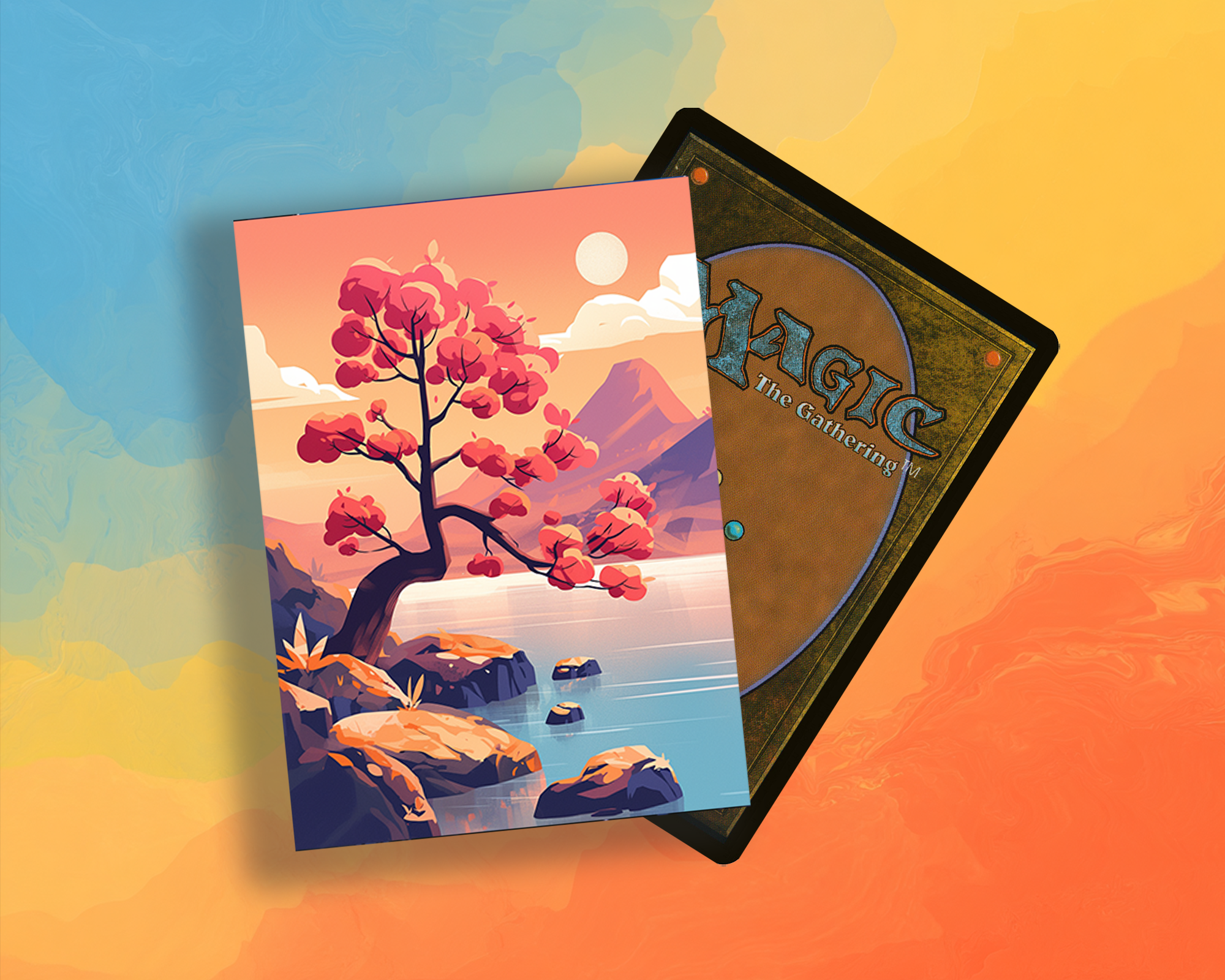 Lakeside Tree at Sunset Card Sleeves