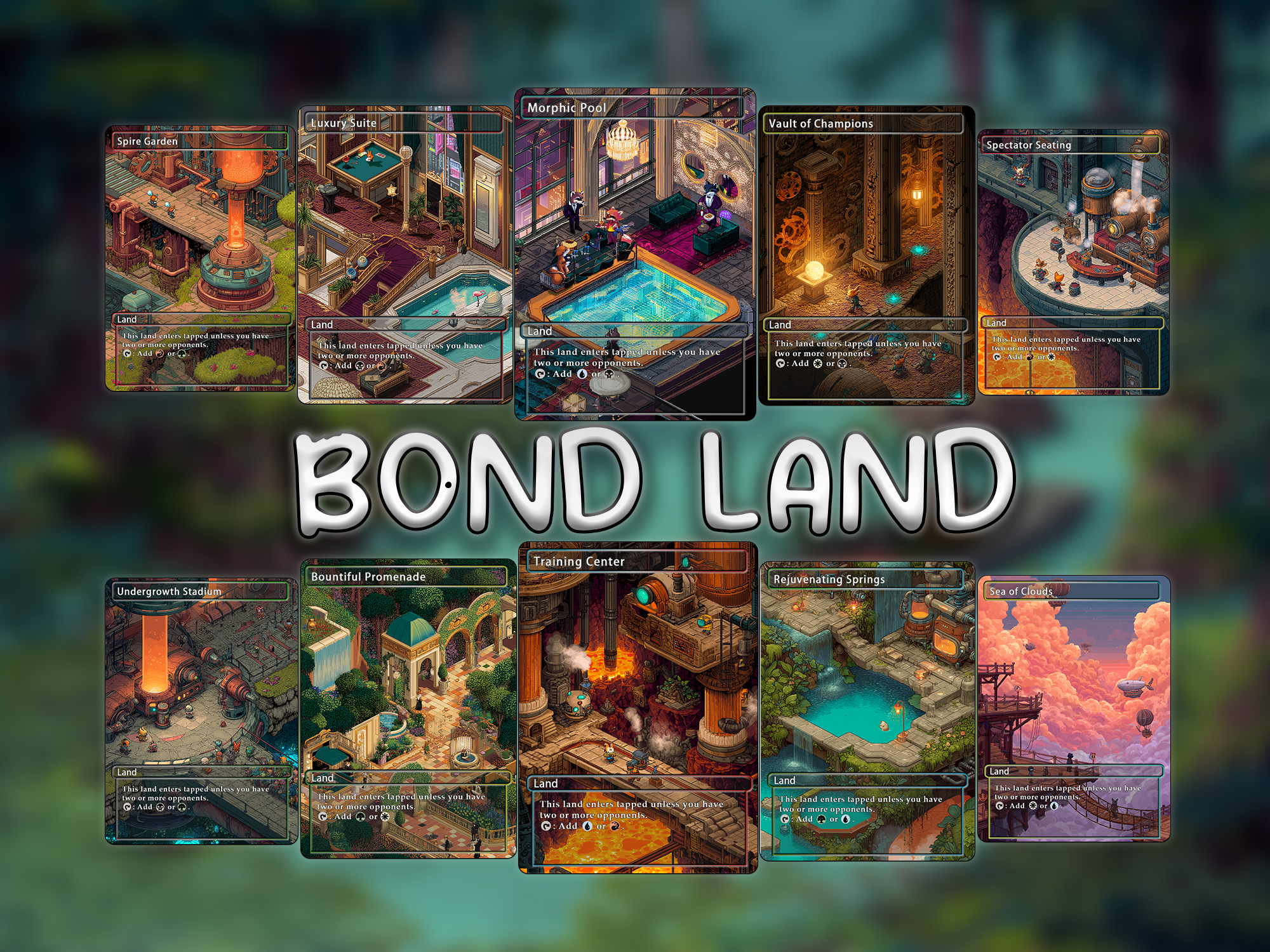 Bond land pack pixel style lands set of 10 unique borderless custom proxy lands High quality lands for EDH or cEDH