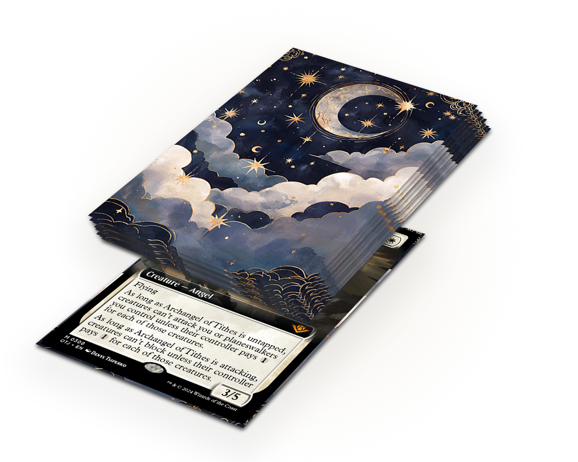 Blue And Gold Celestial Card Sleeves