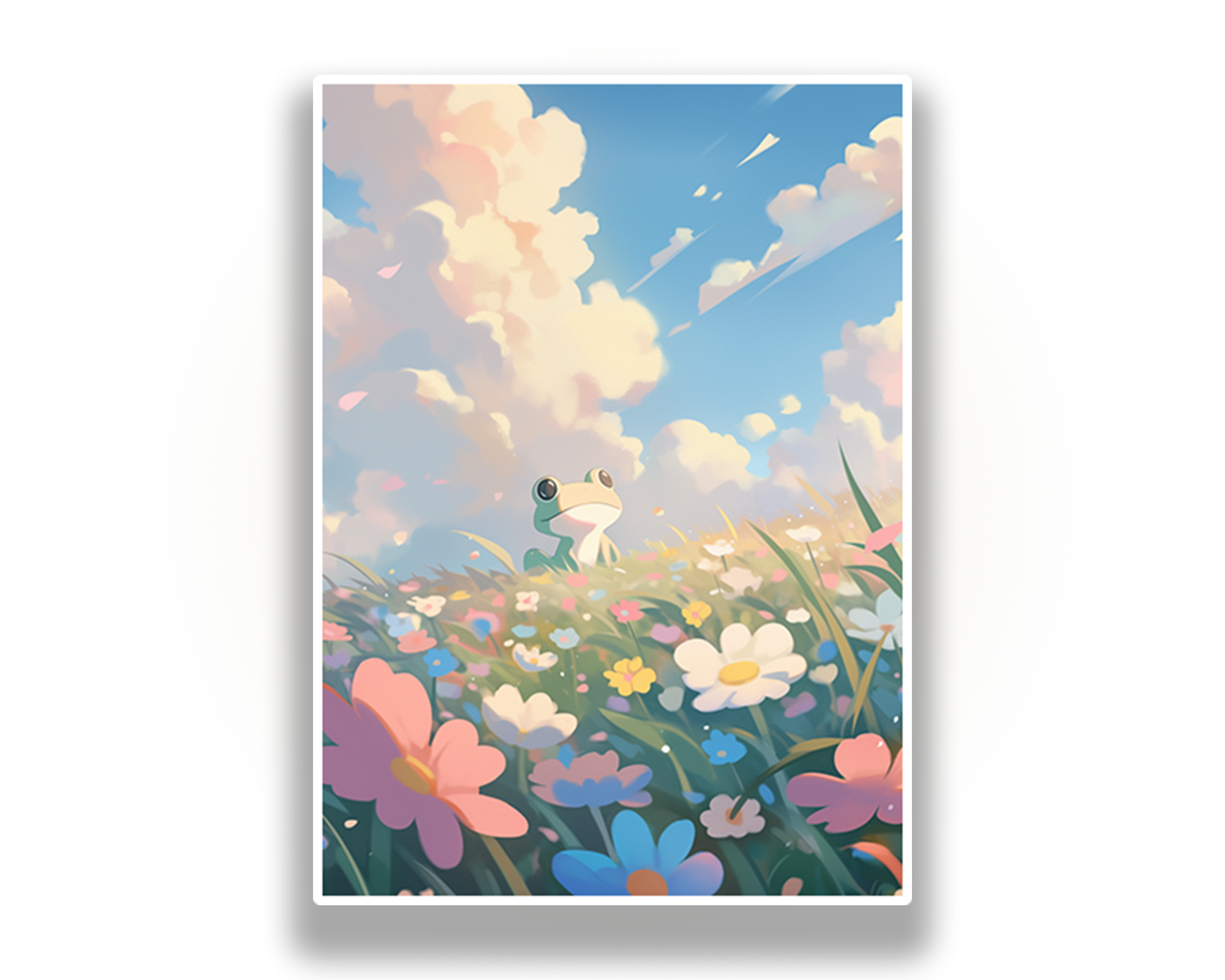 Cute Frog in Flower Field Card Sleeves