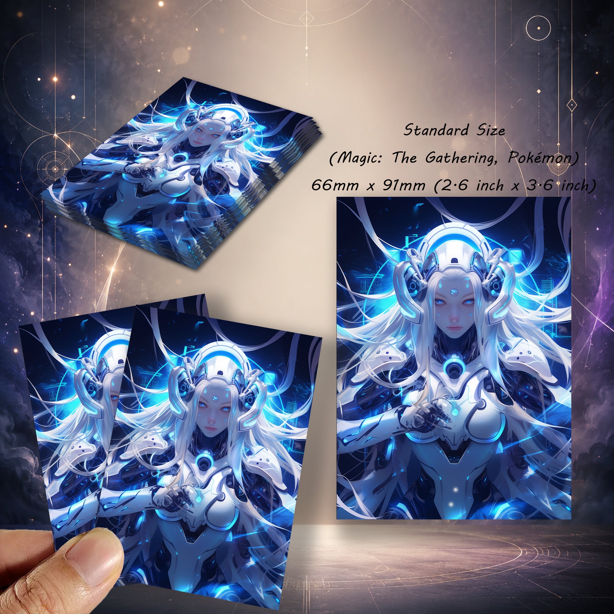 Cybernetic Blue Android TCG Card Sleeves