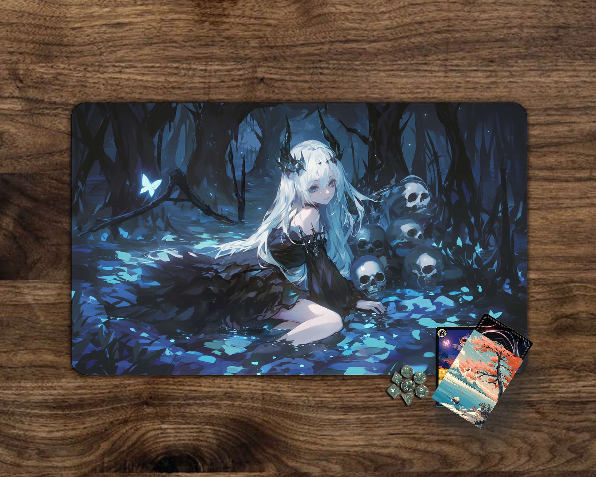 Dark Swamp Anime Girl  Play Mat| TCG Card game