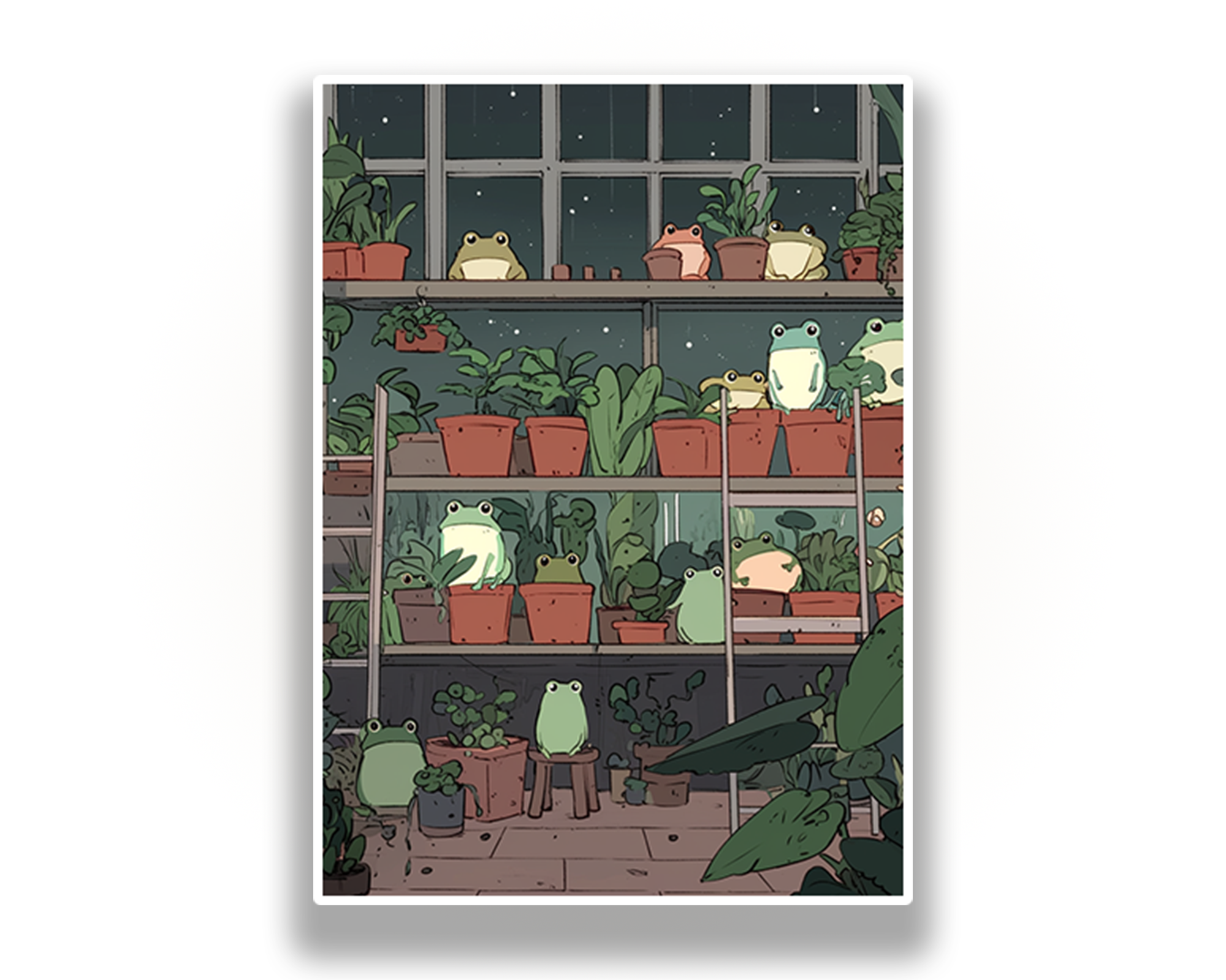 Kawaii Frog on the plantself Card Sleeves