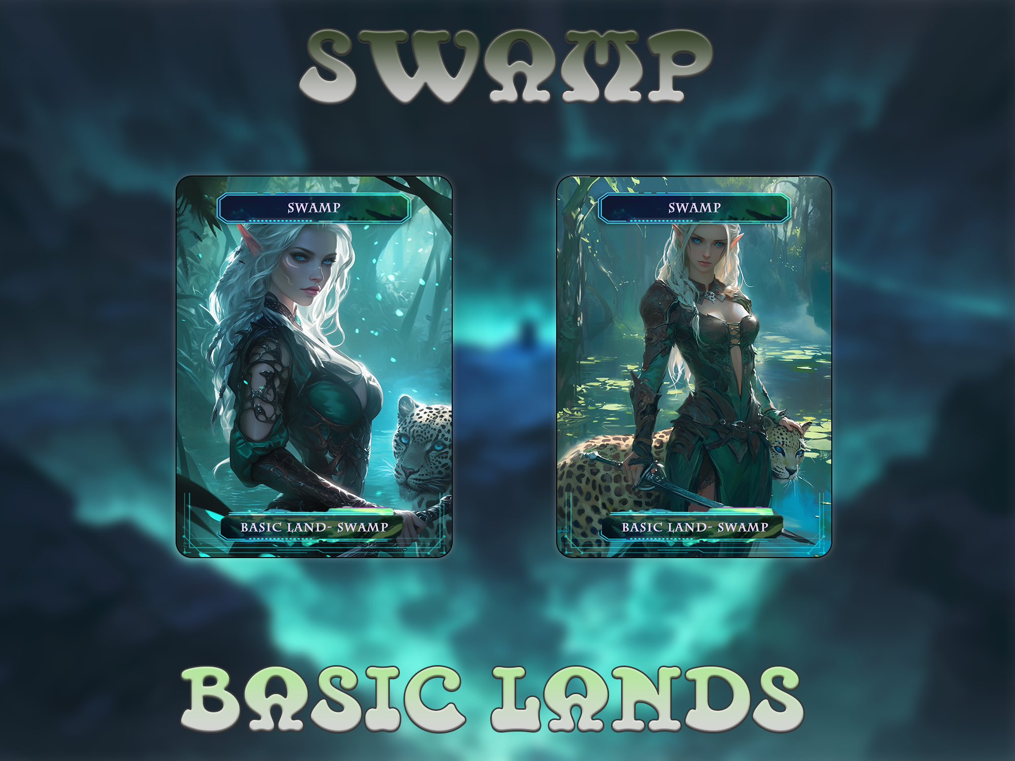 Anime Waifu Basic Lands - Magic - themed Trading Cards
