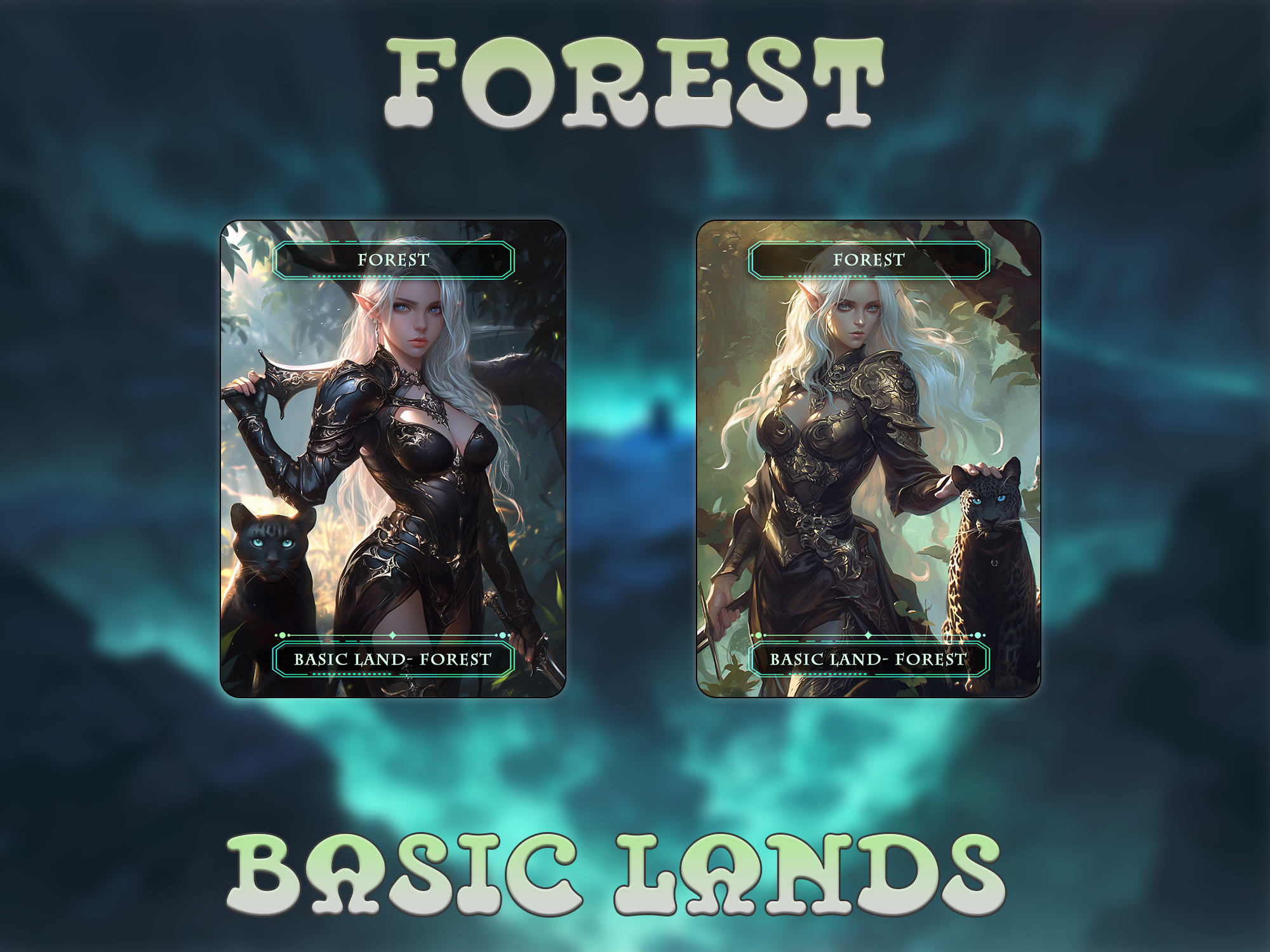 Anime Waifu Basic Lands - Magic - themed Trading Cards