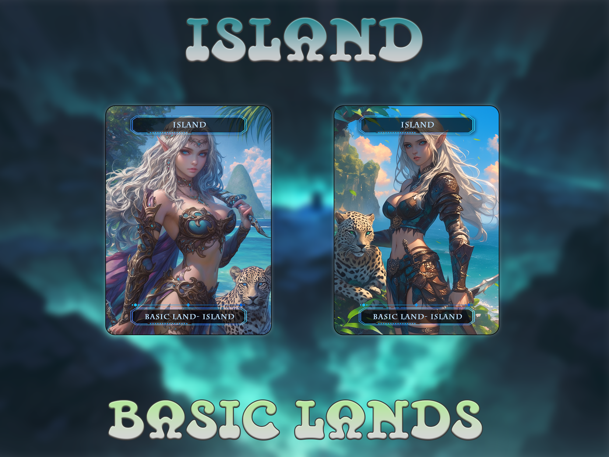 Anime Waifu Basic Lands - Magic - themed Trading Cards