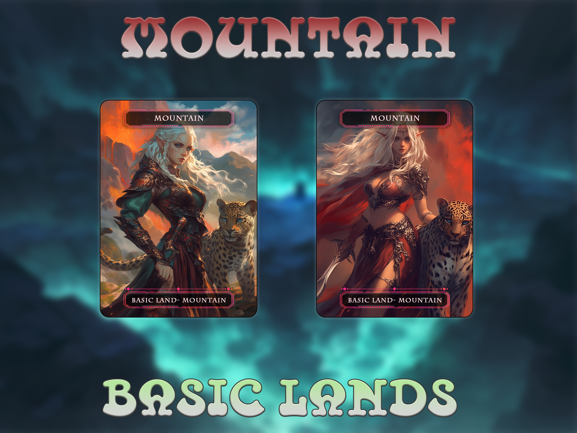 Anime Waifu Basic Lands - Magic - themed Trading Cards