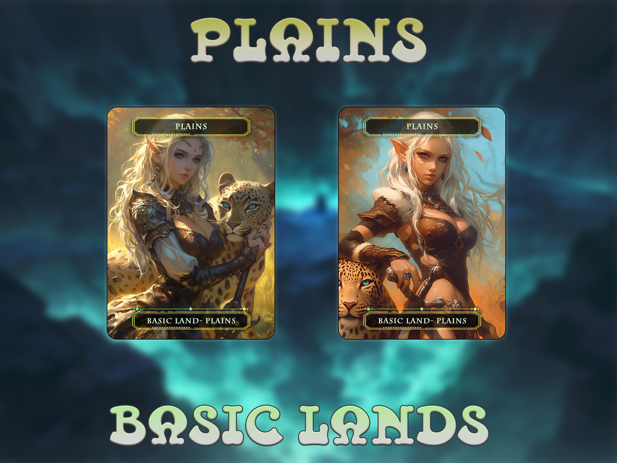Anime Waifu Basic Lands - Magic - themed Trading Cards