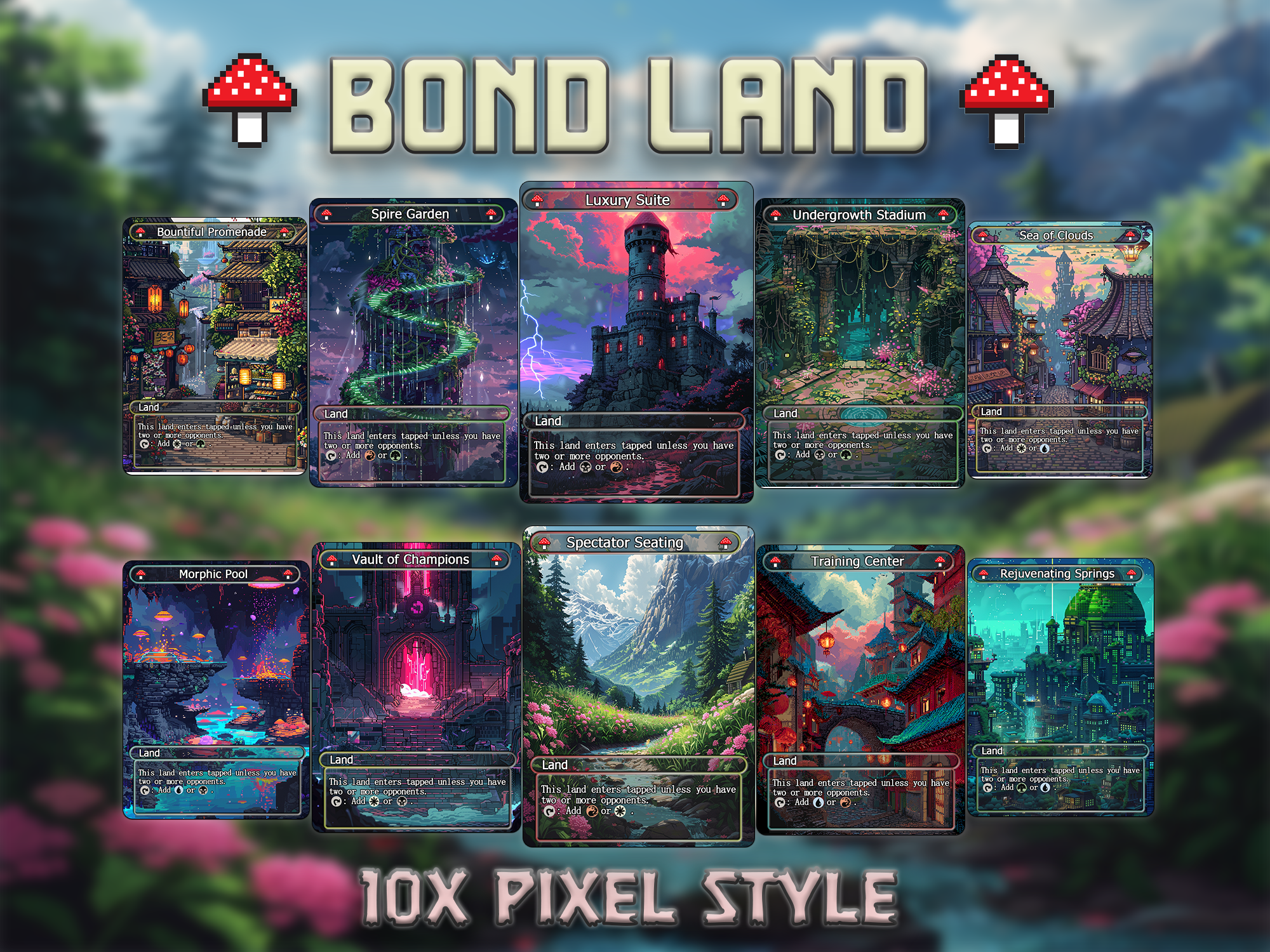 Bond land pack pixel style lands set of 10 unique borderless custom proxy lands High quality lands for EDH or cEDH